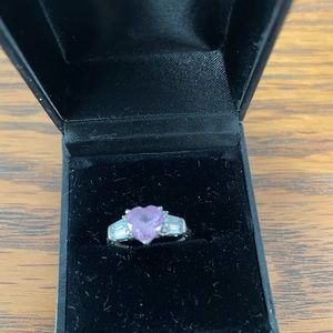 Pink sapphire ring with white gold band